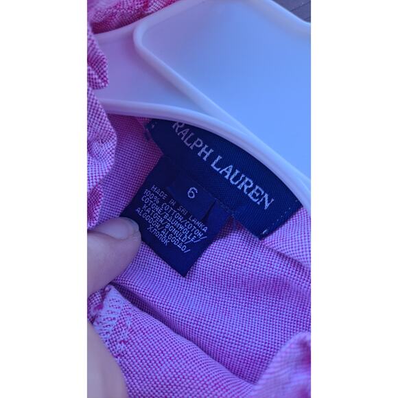 Ralph Lauren Girls Shirt Dress Size 6 Pink Pinstripe Collar Ruffles - Picture 5 of 5